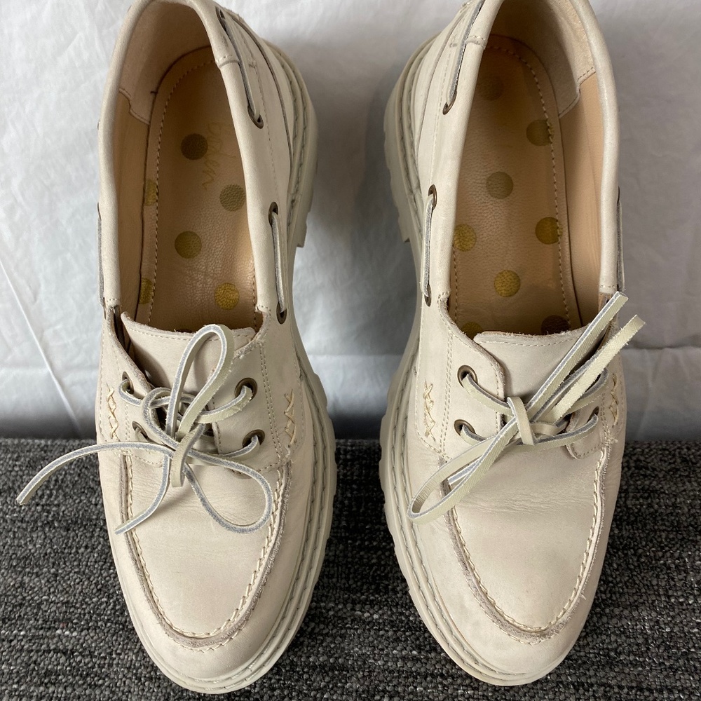 Boden Chunky Platform Sz 40 (9 US) Leather Lace Slip On Deck Loafer Shoes